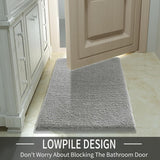 Pure Light Gray Bathroom Rug Mat - Extra Soft, Non-Slip, Water Absorbent, Thick Shaggy Bath Mat for Shower and Bathtub