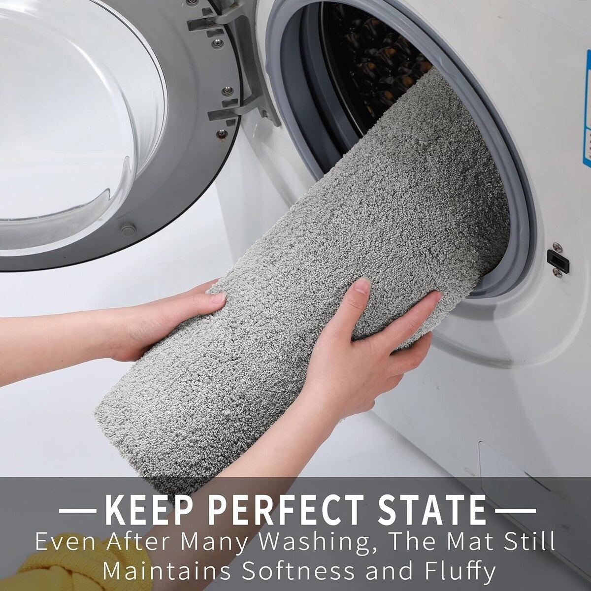 Pure Light Gray Bathroom Rug Mat - Extra Soft, Non-Slip, Water Absorbent, Thick Shaggy Bath Mat for Shower and Bathtub