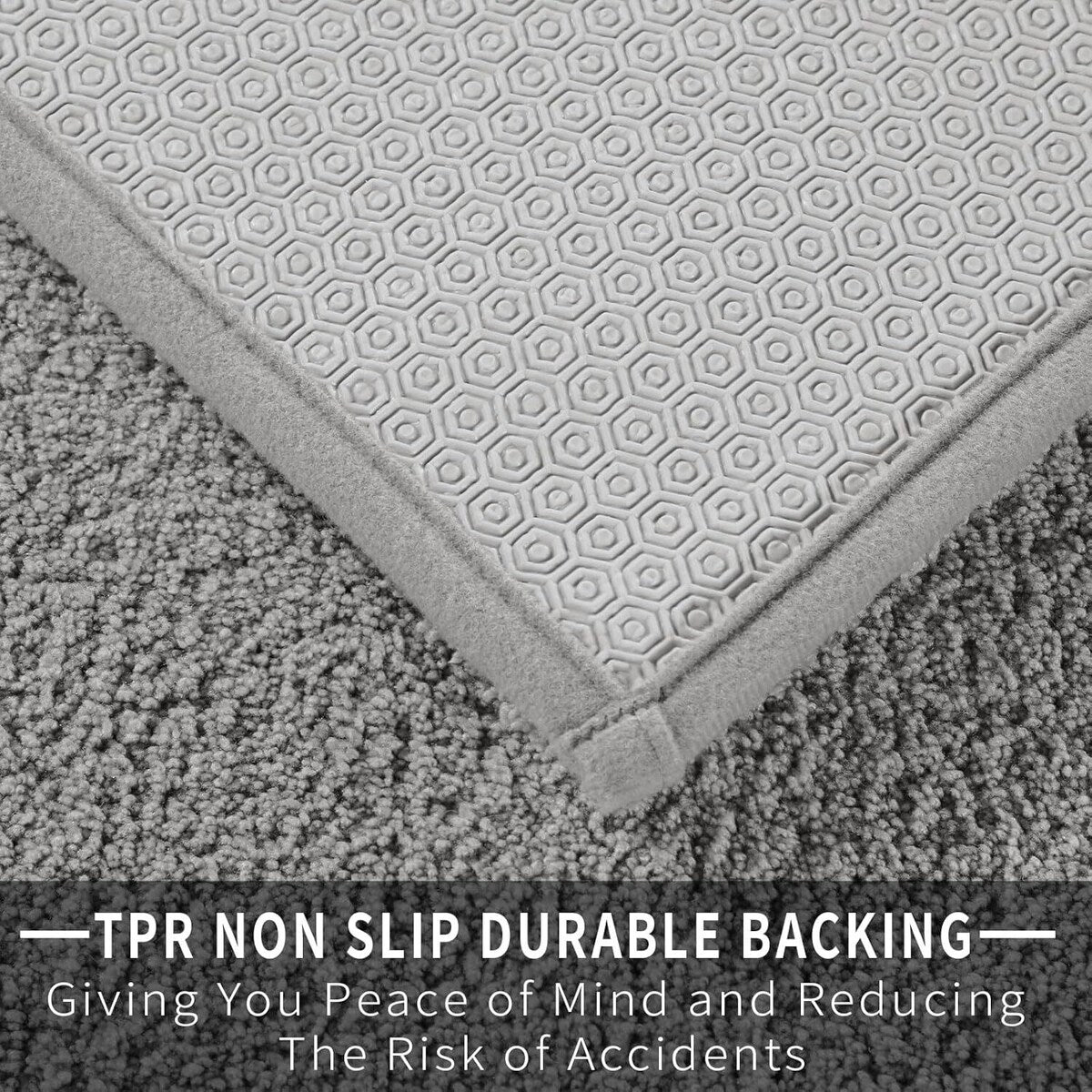 Pure Light Gray Bathroom Rug Mat - Extra Soft, Non-Slip, Water Absorbent, Thick Shaggy Bath Mat for Shower and Bathtub