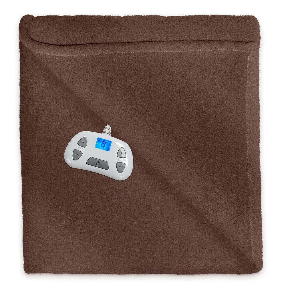 Pure Warmth 874140 Micro Fleece Electric Heated Warming Blanket Twin Chocolate