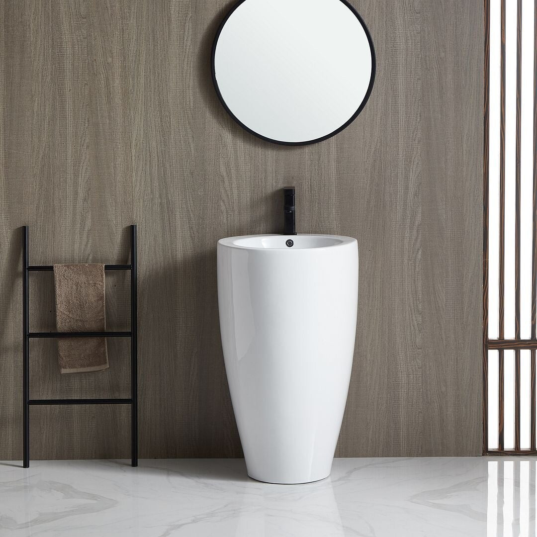 Eridanus Lido 33" Tall Freestanding Circular Pedestal Bathroom Sink - 19.5" W x 33.25" H
