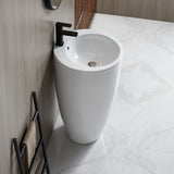 Eridanus Lido 33" Tall Freestanding Circular Pedestal Bathroom Sink - 19.5" W x 33.25" H