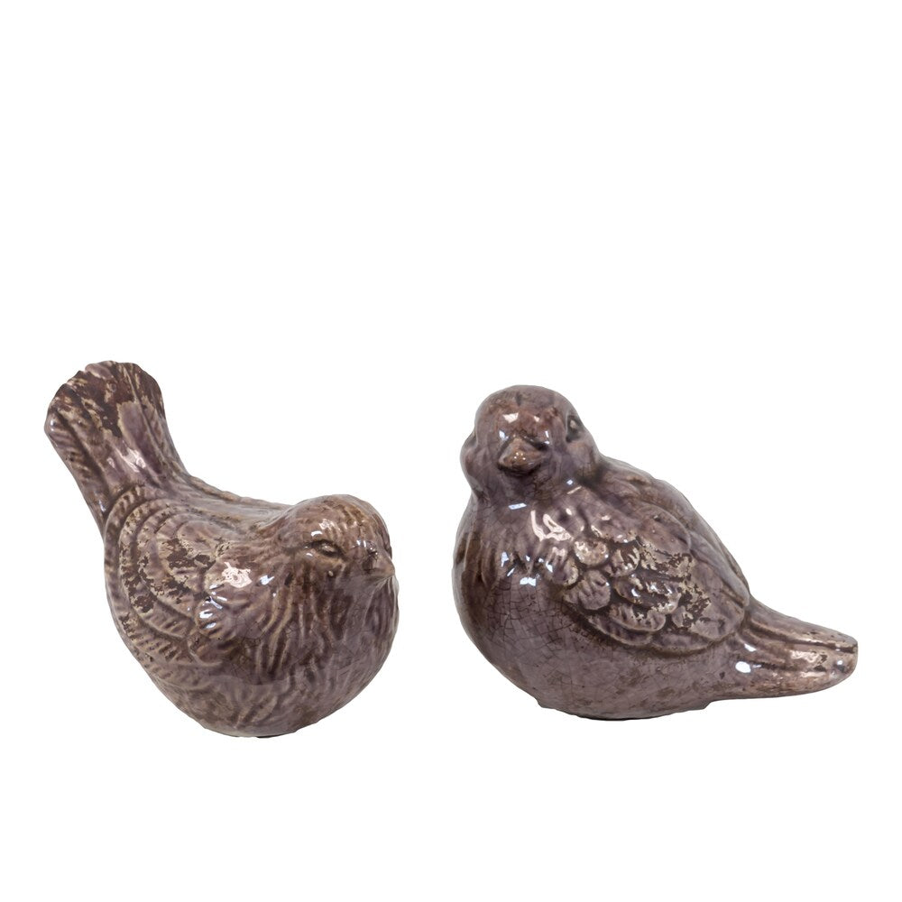 Purple Ceramic Birds (Set of 2)