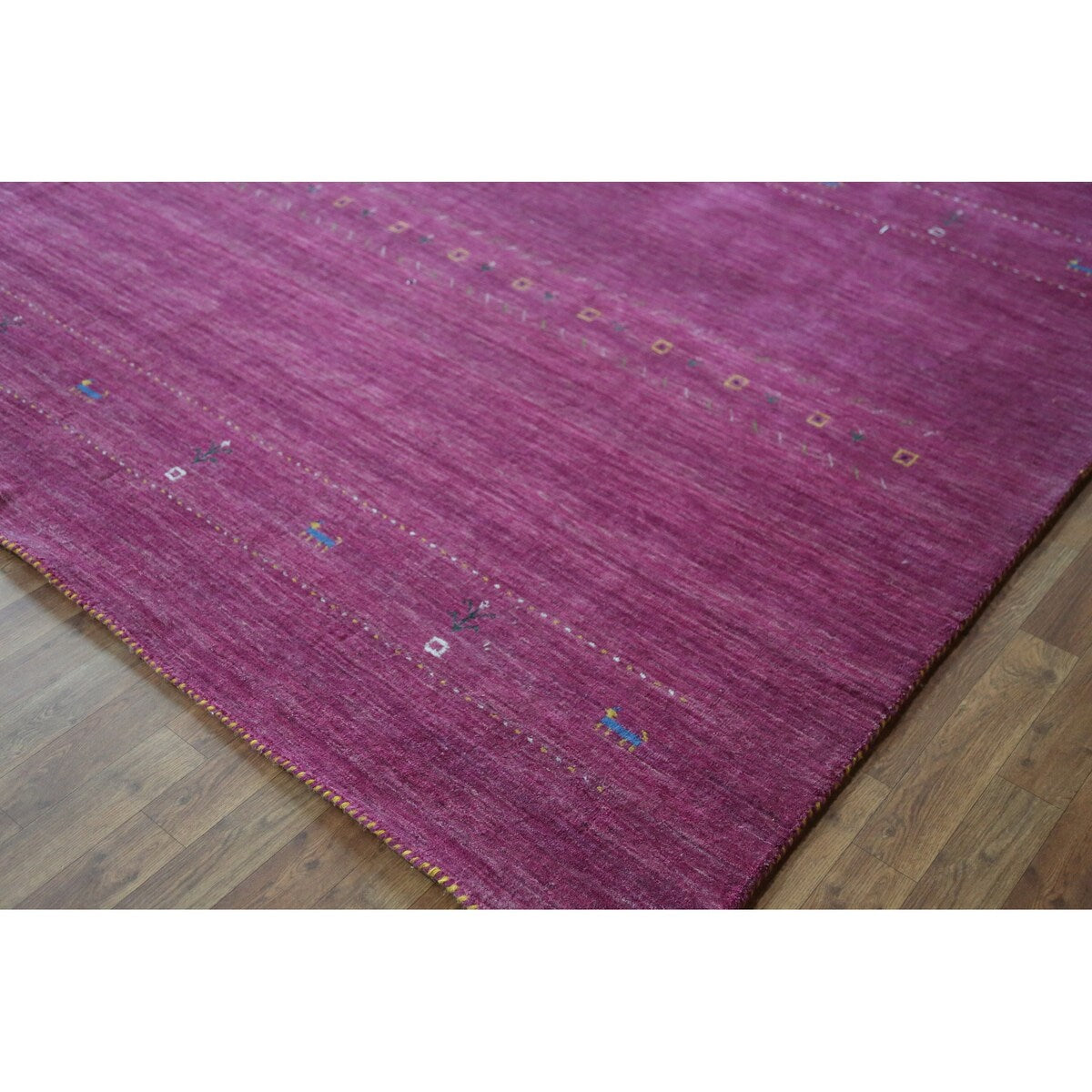 Purple Tribal Gabbeh Indian Area Rug Handmade Wool Carpet - 8'9"x 11'7"