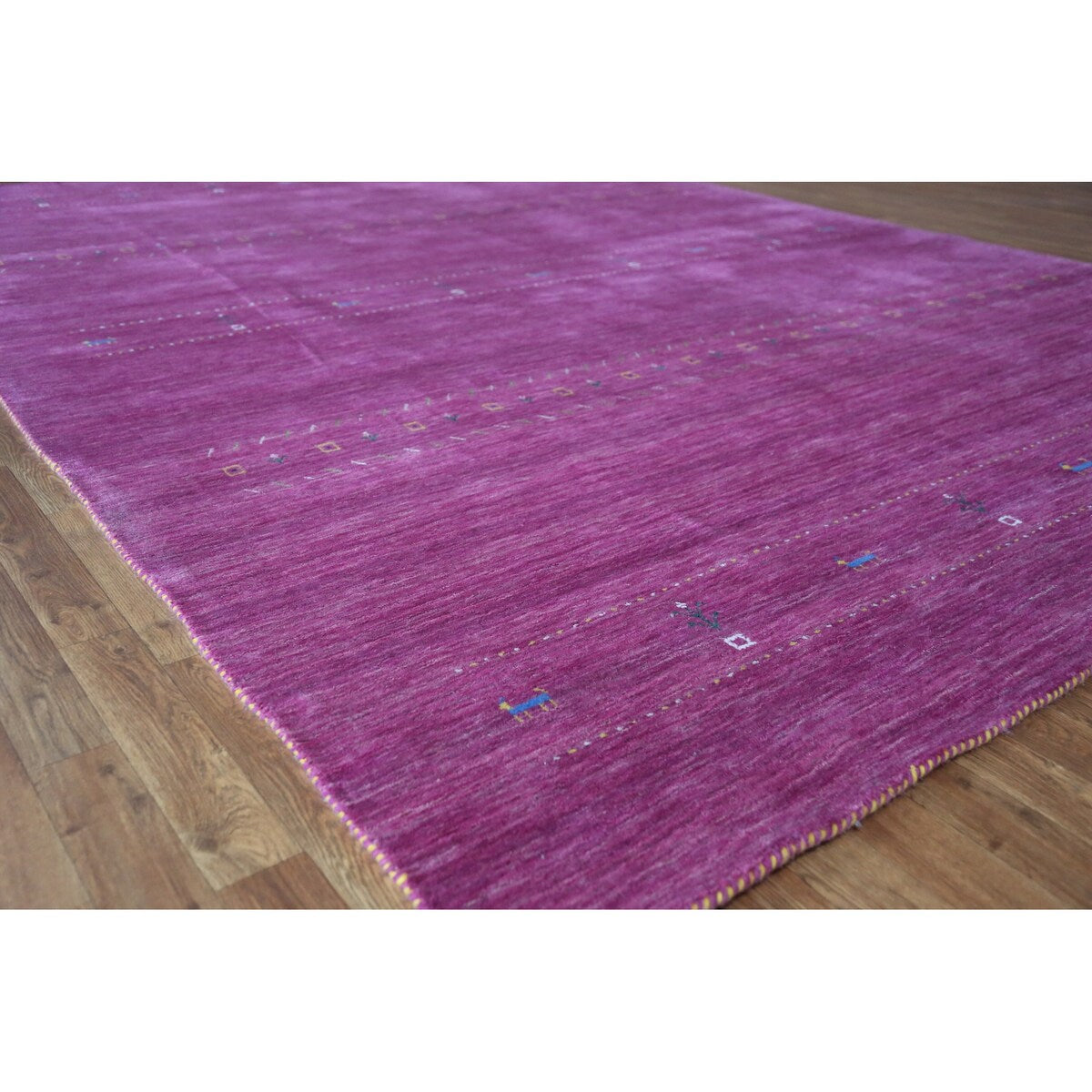 Purple Tribal Gabbeh Indian Area Rug Handmade Wool Carpet - 8'9"x 11'7"