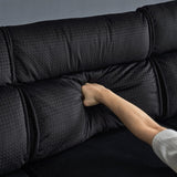 Pushback Chair Shape Four Seats with Footstool Plaid Fleece Diamond Electroplated Gold Triple Leg Indoor Modular Sofa