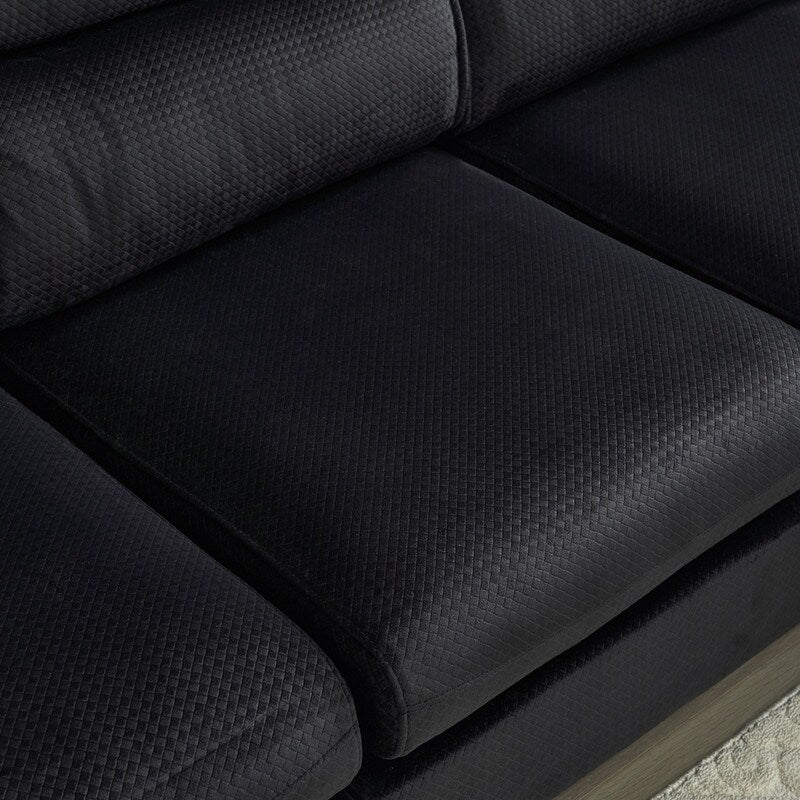 Pushback Chair Shape Four Seats with Footstool Plaid Fleece Diamond Electroplated Gold Triple Leg Indoor Modular Sofa