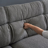 Pushback Chair Shape Four Seats with Footstool Plaid Fleece Diamond Electroplated Gold Triple Leg Indoor Modular Sofa