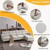 Pushback Chair Shape Four Seats with Footstool Plaid Fleece Diamond Electroplated Gold Triple Leg Indoor Modular Sofa