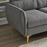 Pushback Chair Shape Four Seats with Footstool Plaid Fleece Diamond Electroplated Gold Triple Leg Indoor Modular Sofa