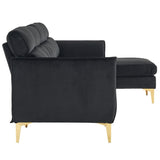 Pushback Chair Shape Four Seats with Footstool Plaid Fleece Diamond Electroplated Gold Triple Leg Indoor Modular Sofa