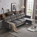 Pushback Chair Shape Four Seats with Footstool Plaid Fleece Diamond Electroplated Gold Triple Leg Indoor Modular Sofa