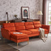 Pushback Chair Shape Four Seats with Footstool Plaid Fleece Diamond Electroplated Gold Triple Leg Indoor Modular Sofa