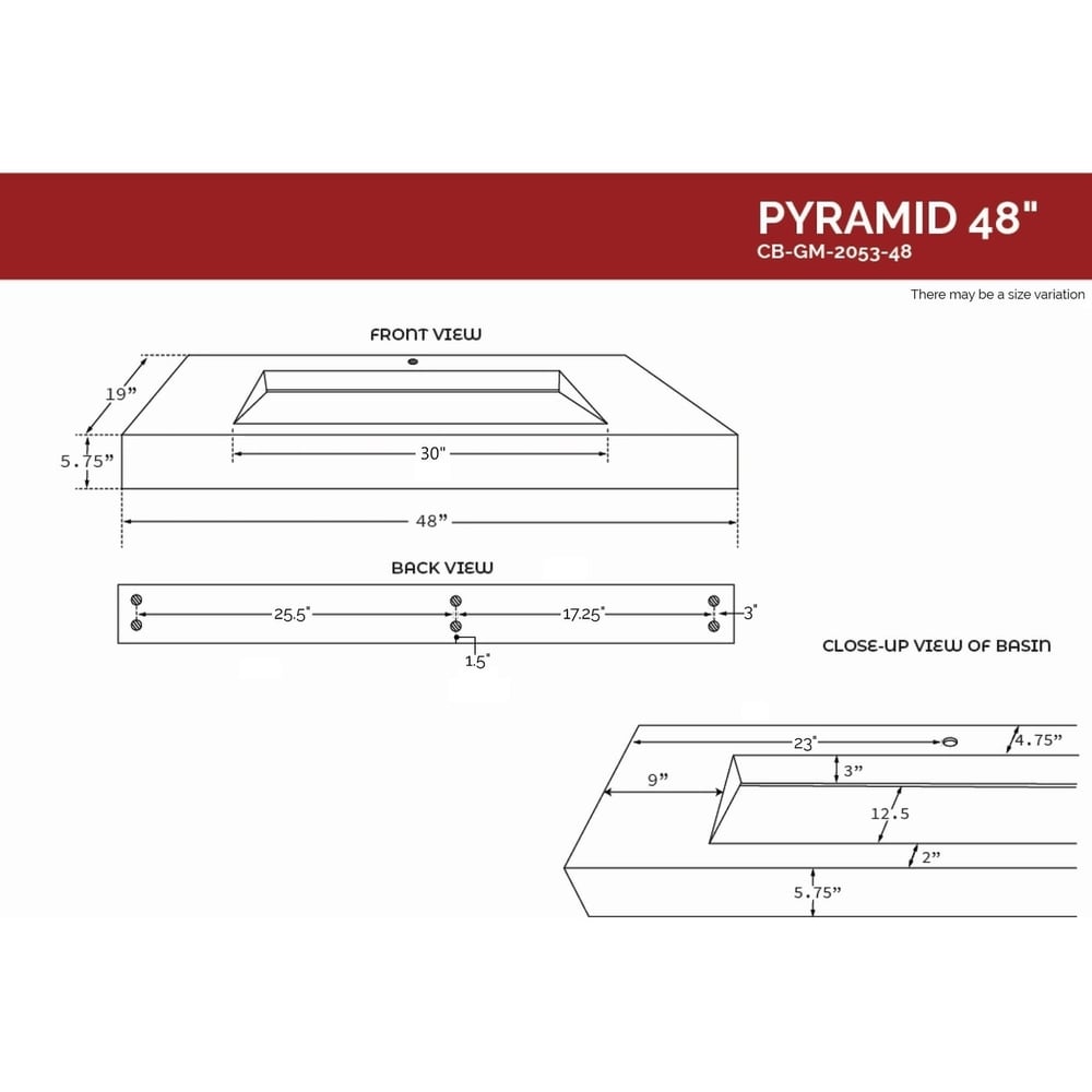 Pyramid Solid Surface Wall Mounted Sink