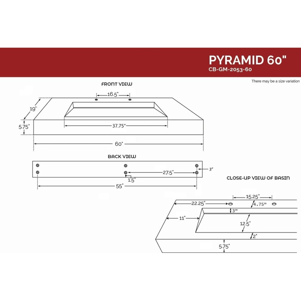 Pyramid Solid Surface Wall Mounted Sink