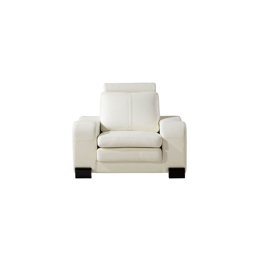 Q-Max 42"W Black/Ivory Faux Leather Accent Chair,The Ottomans are Designed with Wheels