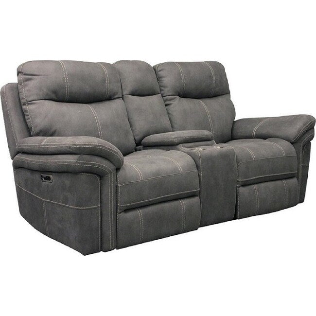 Q-Max 43"H Power Console Loveseat,Grey,On and off USB with Home Button