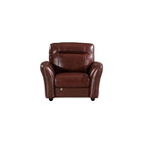 Q-Max 43"W Brown/White Italian Leather Chair,Wood Finished Sofa Legs