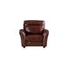 Q-Max 43"W Brown/White Italian Leather Chair,Wood Finished Sofa Legs