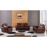 Q-Max 43"W Brown/White Italian Leather Chair,Wood Finished Sofa Legs