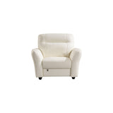 Q-Max 43"W Brown/White Italian Leather Chair,Wood Finished Sofa Legs