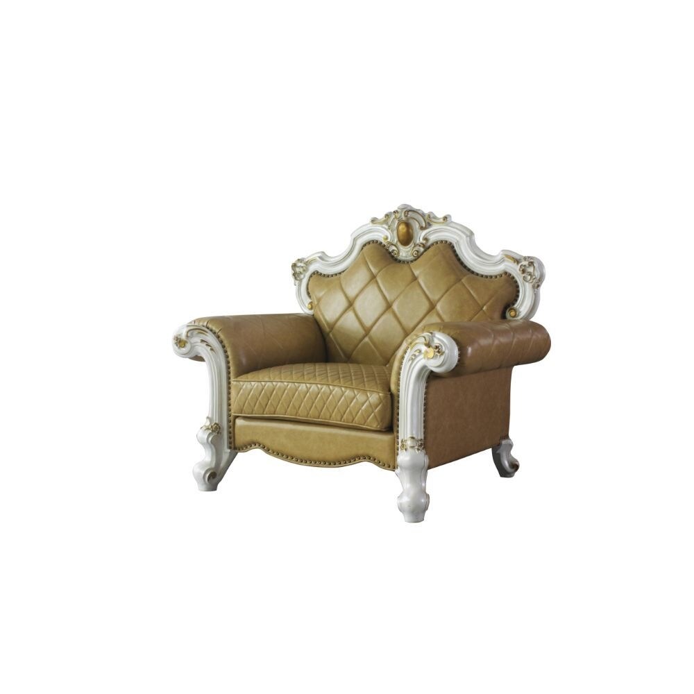 Q-Max Antique Pearl and Butterscotch PU Chair w/1 Pillow