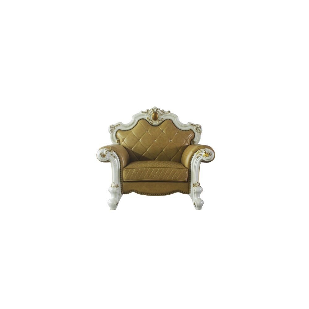 Q-Max Antique Pearl and Butterscotch PU Chair w/1 Pillow