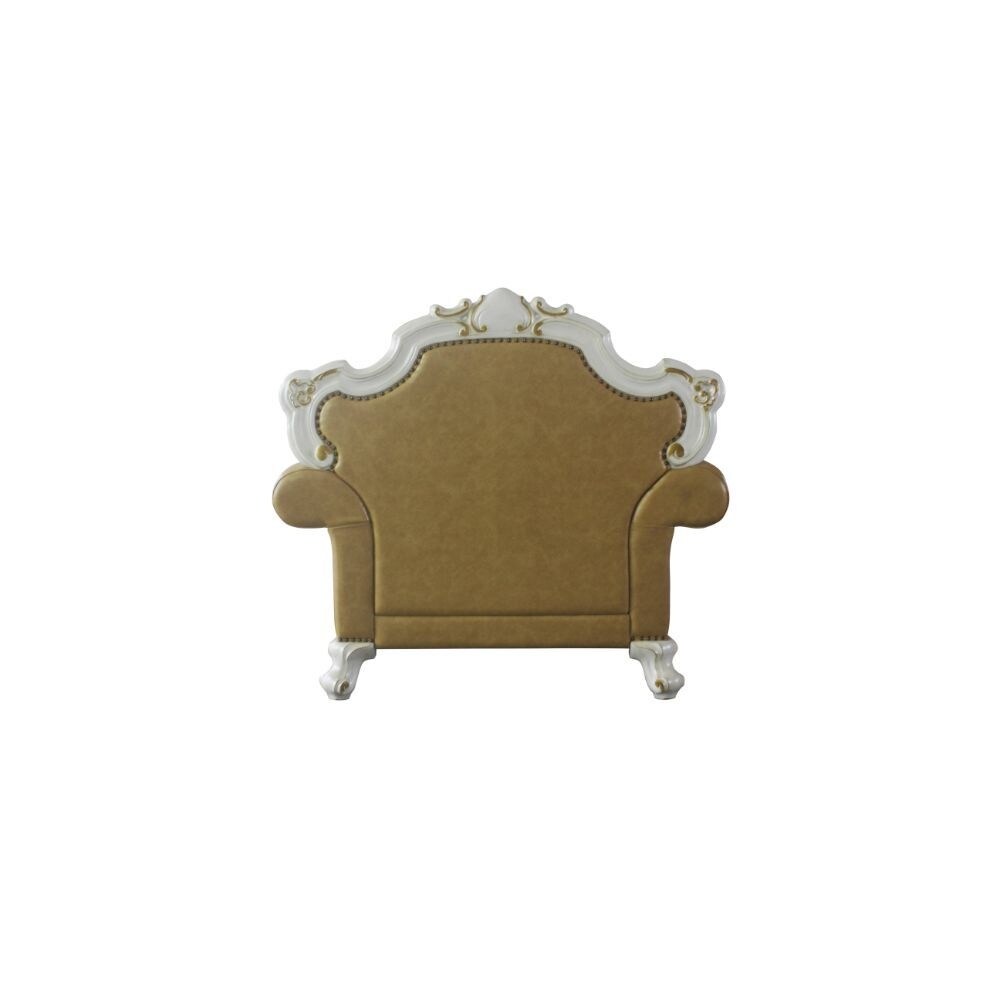 Q-Max Antique Pearl and Butterscotch PU Chair w/1 Pillow