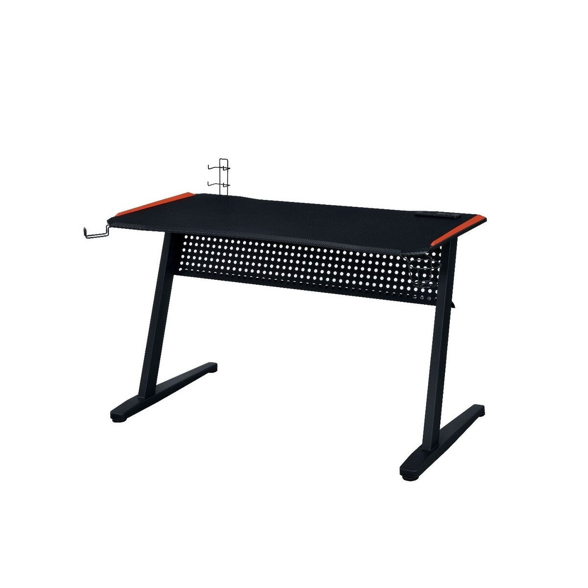 Q-Max Black & Red Finish Metal Gaming Table w/USB Port