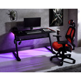 Q-Max Black & Red Finish Metal Gaming Table w/USB Port