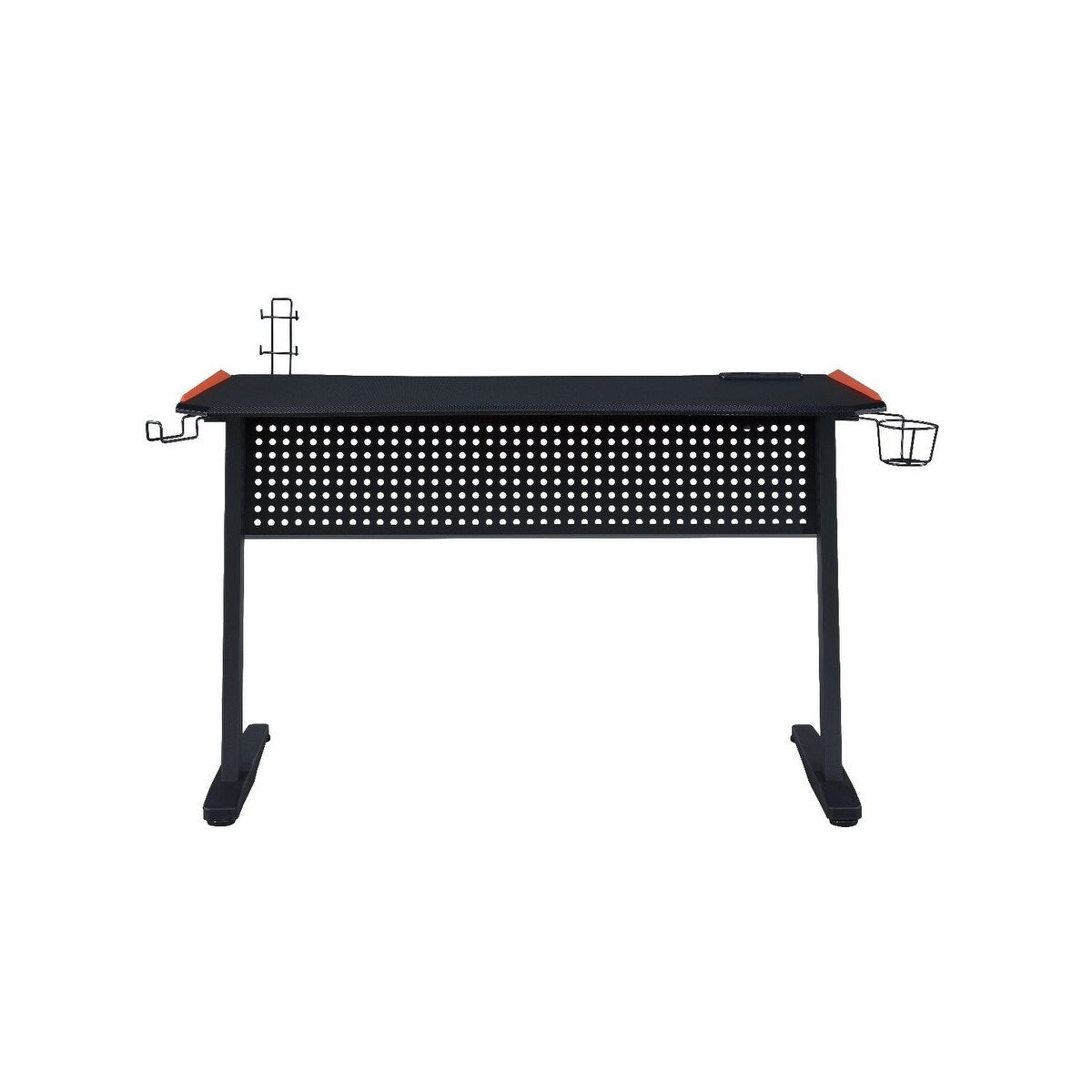 Q-Max Black & Red Finish Metal Gaming Table w/USB Port