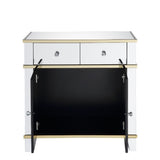 Q-Max Console Table Mirrored & Gold Finish Wood With 2 Drawers And 2 Doors