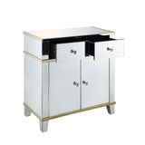Q-Max Console Table Mirrored & Gold Finish Wood With 2 Drawers And 2 Doors