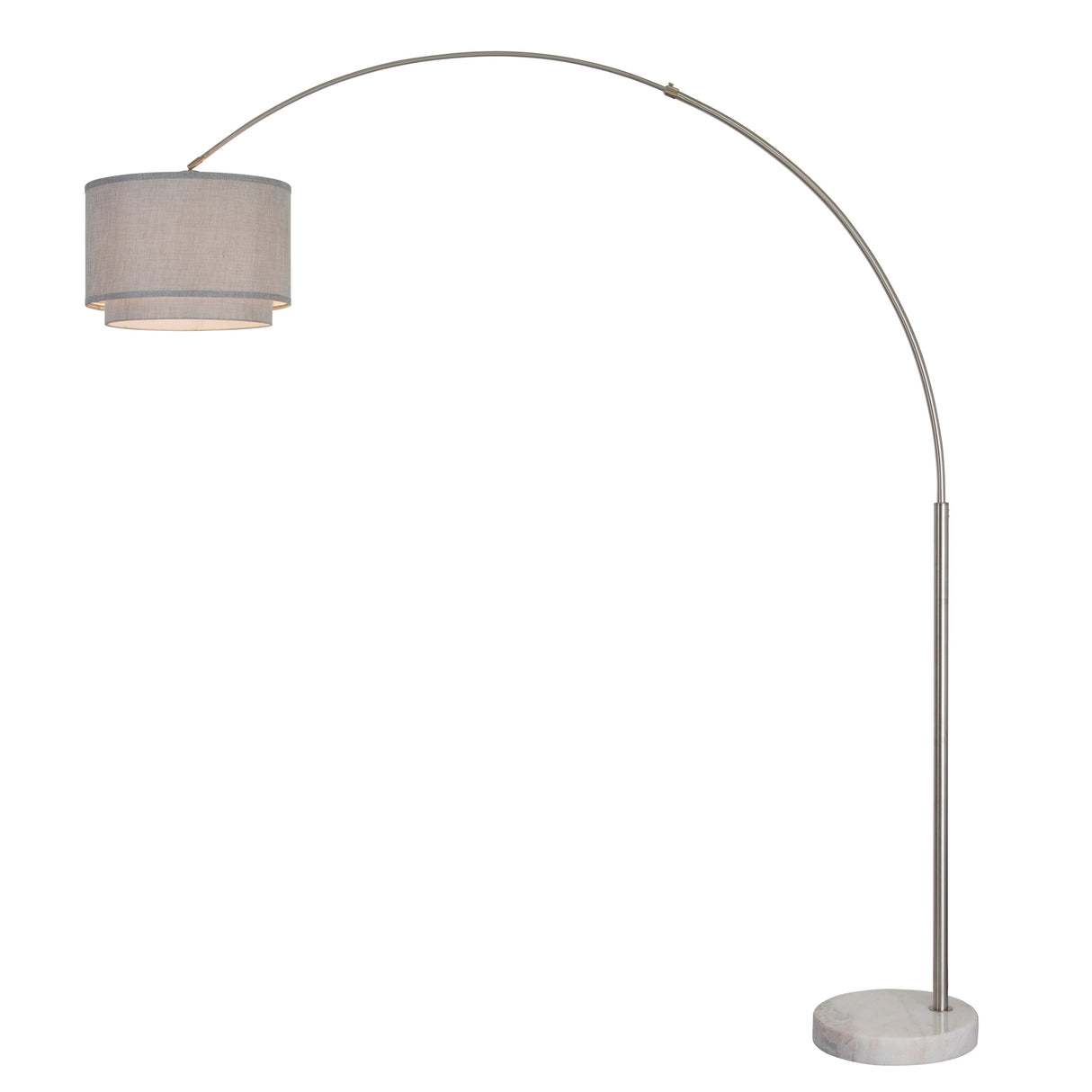 Q-Max Modern 81" Tall Standing Adjustable Arched Floor Lamp with Double Drum Shade and Marble Base