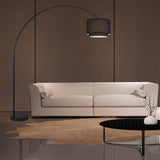 Q-Max Modern 81" Tall Standing Adjustable Arched Floor Lamp with Double Drum Shade and Marble Base