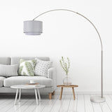 Q-Max Modern 81" Tall Standing Adjustable Arched Floor Lamp with Double Drum Shade and Marble Base