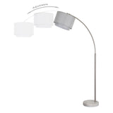 Q-Max Modern 81" Tall Standing Adjustable Arched Floor Lamp with Double Drum Shade and Marble Base