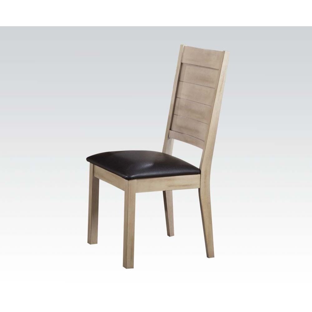 Q-Max Espresso PU & Antique Beige Finish Armless Side Chair
