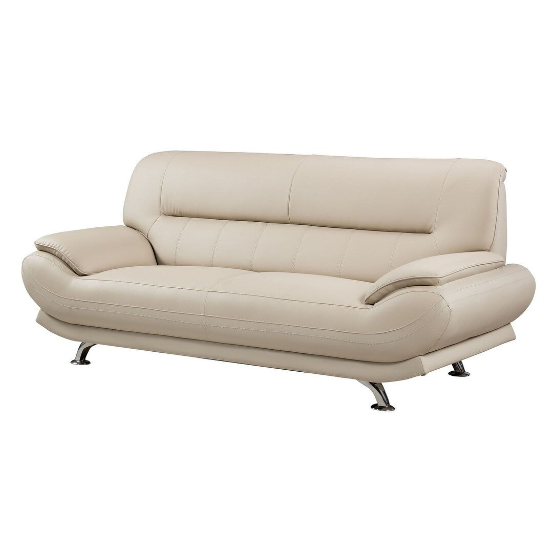 Q-Max Faux Leather Sofa with Stainless Steel Legs