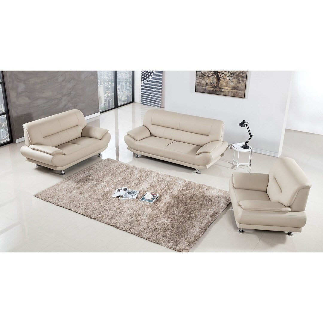 Q-Max Faux Leather Sofa with Stainless Steel Legs