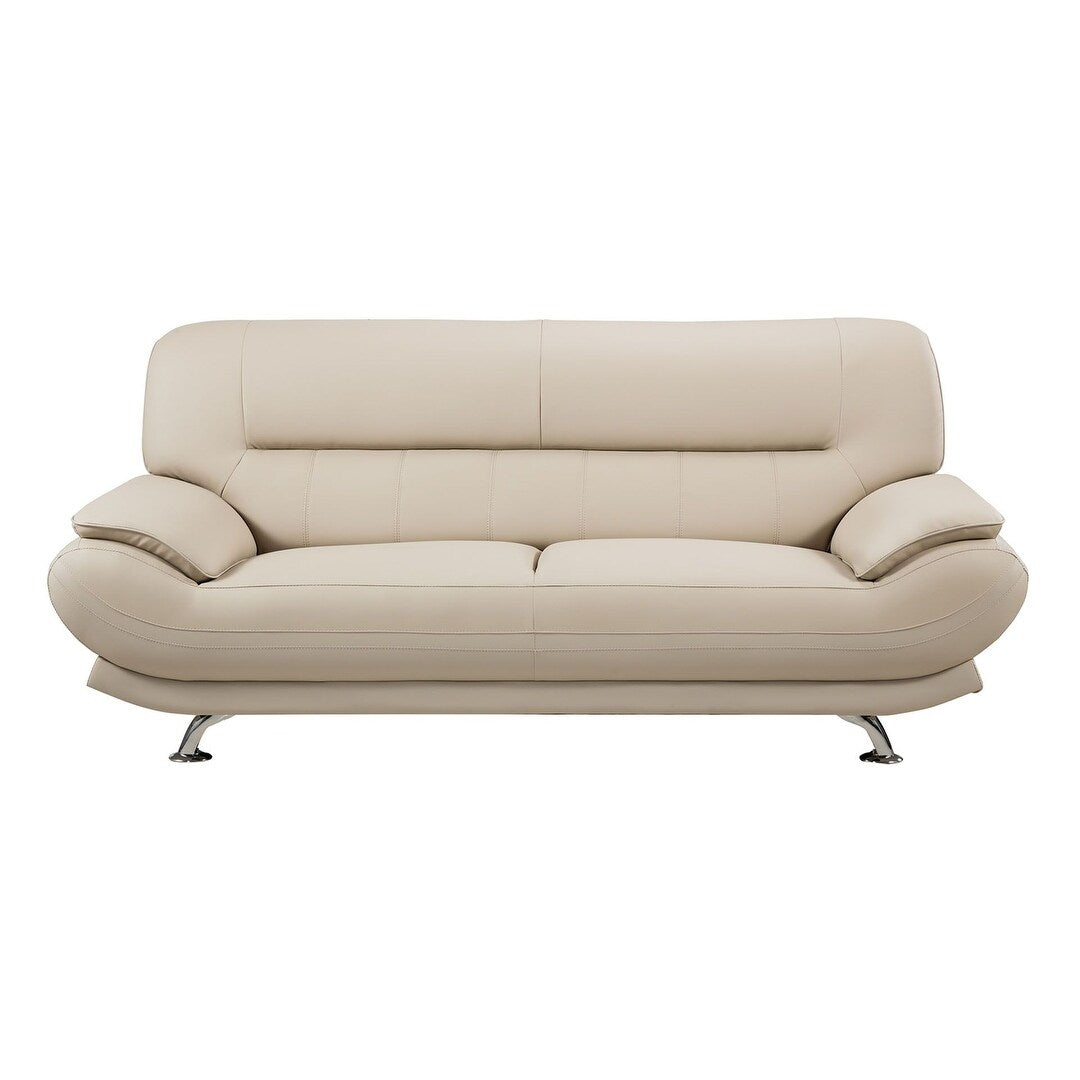 Q-Max Faux Leather Sofa with Stainless Steel Legs