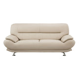 Q-Max Faux Leather Sofa with Stainless Steel Legs