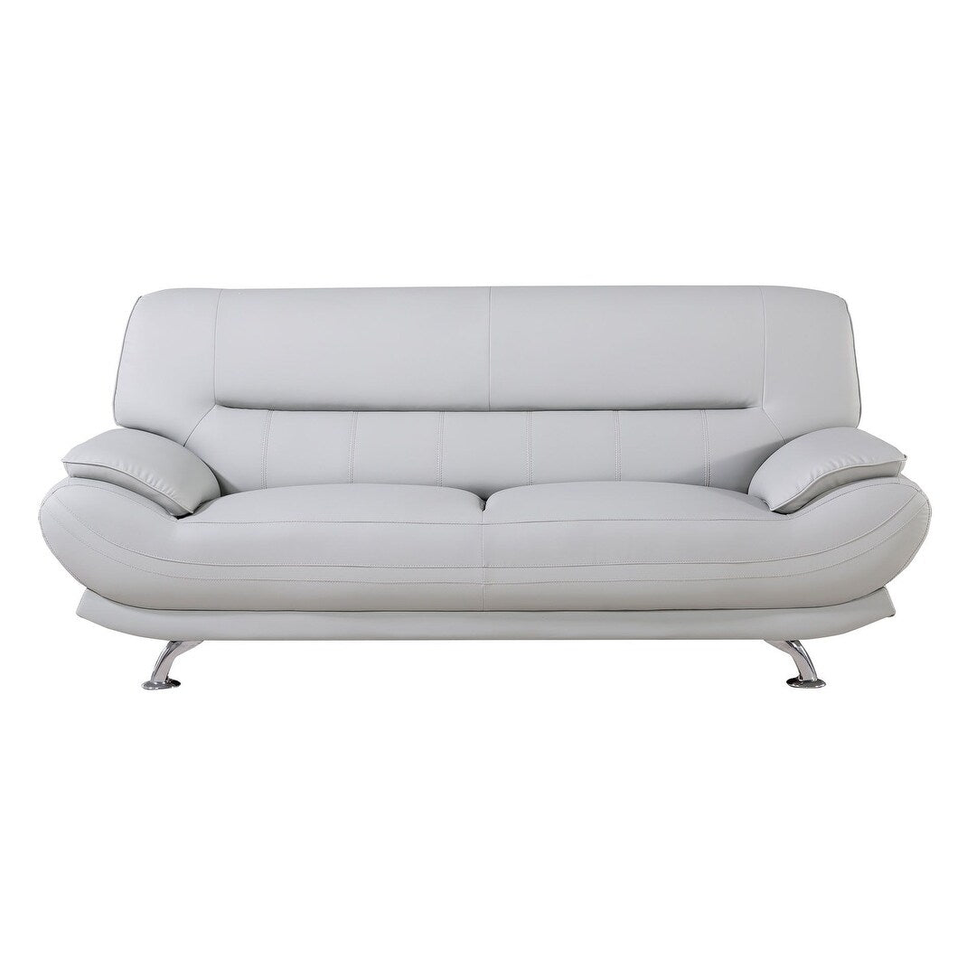 Q-Max Faux Leather Sofa with Stainless Steel Legs