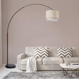 Q-Max Modern 81" Tall Standing Adjustable Arched Floor Lamp with Double Drum Shade and Marble Base