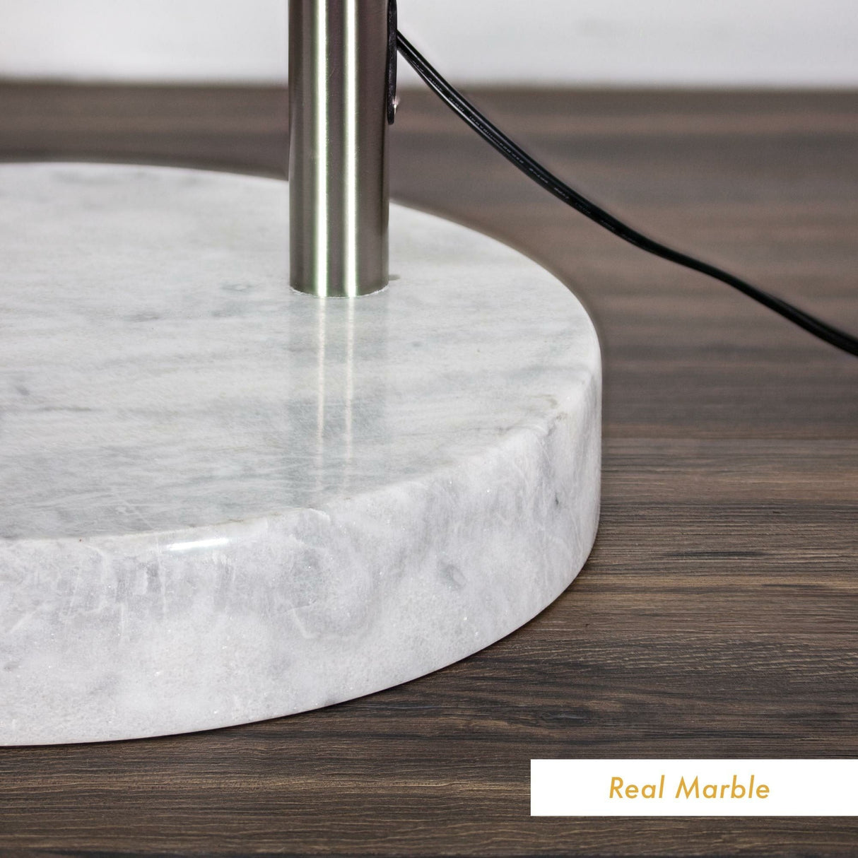 Q-Max Modern 81" Tall Standing Adjustable Arched Floor Lamp with Double Drum Shade and Marble Base