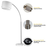 Q-Max Modern 81" Tall Standing Adjustable Arched Floor Lamp with Double Drum Shade and Marble Base