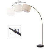 Q-Max Modern 81" Tall Standing Adjustable Arched Floor Lamp with Double Drum Shade and Marble Base