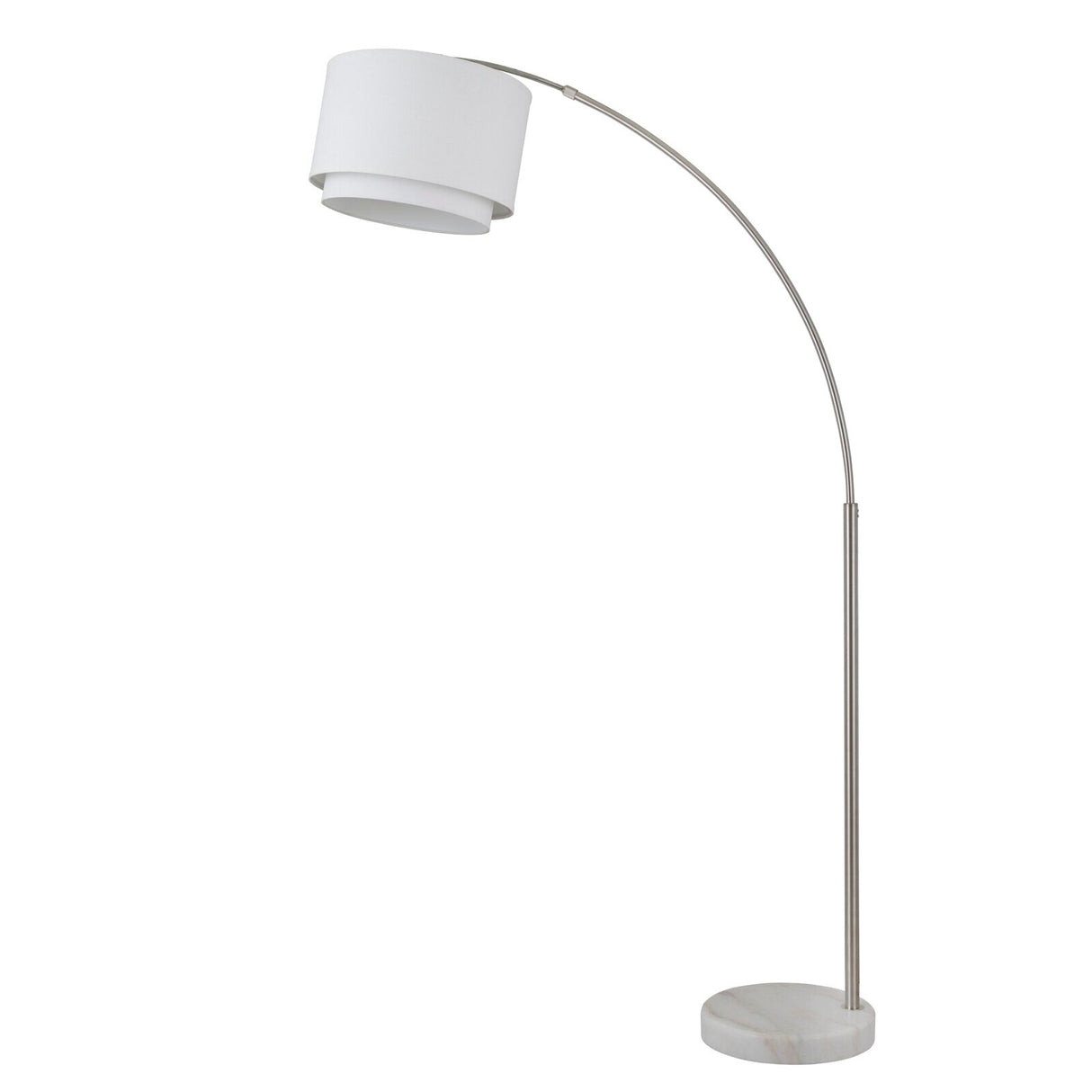 Q-Max Modern 81" Tall Standing Adjustable Arched Floor Lamp with Double Drum Shade and Marble Base
