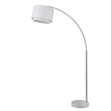 Q-Max Modern 81" Tall Standing Adjustable Arched Floor Lamp with Double Drum Shade and Marble Base