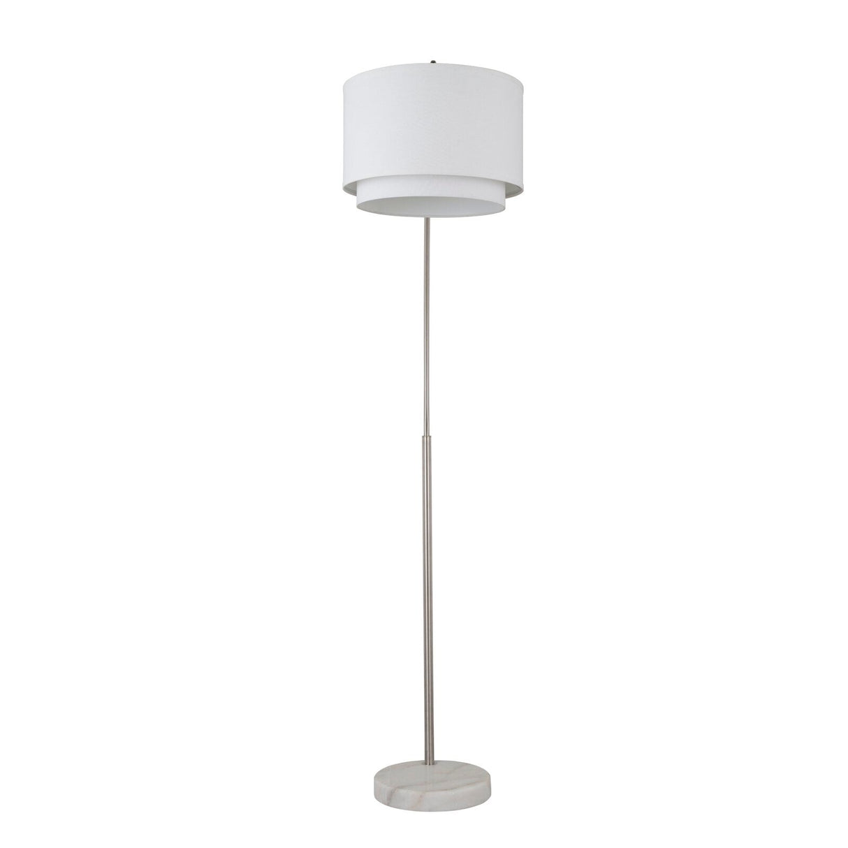 Q-Max Modern 81" Tall Standing Adjustable Arched Floor Lamp with Double Drum Shade and Marble Base
